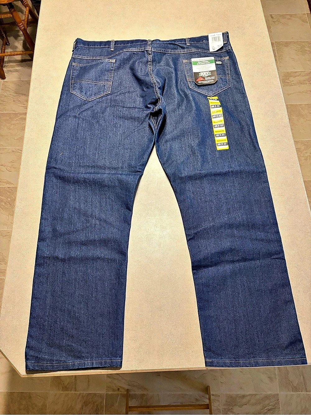 Key Flex Denim 5-Pocket Jean Relaxed Fit Blue Waist 46 x 32